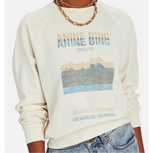 Anine Bing Arlo Desert Road-print organic cotton-blend sweatshirt in off-white L